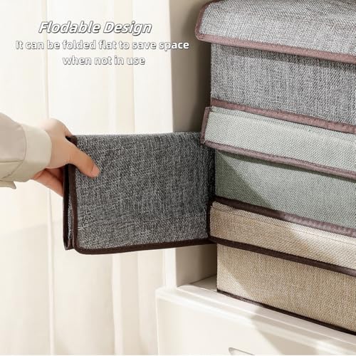 Underwear-Sock-Tie-Storage-Organizer-with-Lid-Foldable-Closet-Drawer-Organizer-116-Cells-Drawer-Fabric-Foldable-Cabinet-Closet-Storage-Boxe-Grey