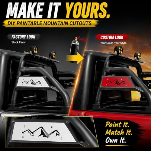 Image of MONOKING Full Size Roll Bar for Truck with Dual Pod Light, Chase Rack Sport Bar for 2007-2026 F-150 F-250 F-350 F-450 Raptor Ranger Dodge Dakota Colorado Silverado Sierra Frontier Tundra Tacoma