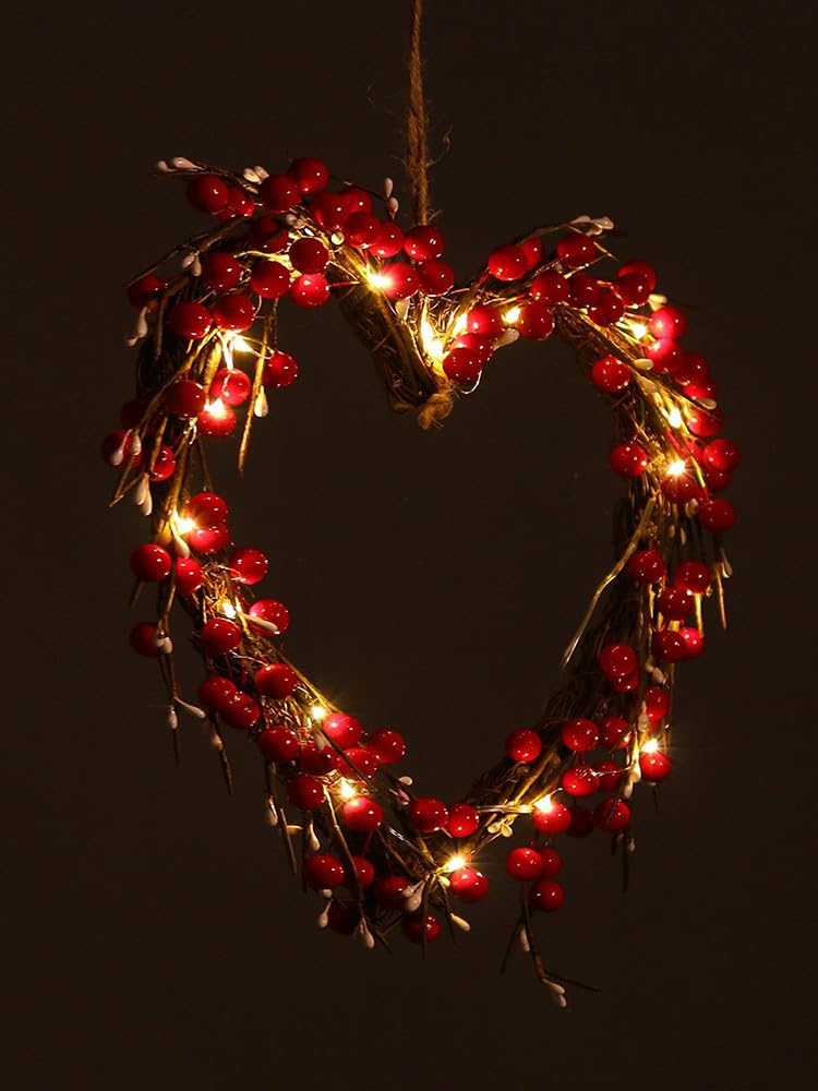 Couronne de Saint-Valentin - Couronne de fleurs en forme de cœur pour la porte d'entrée, guirlande de porte romantique Madde Valentine | Couronne artificielle comme décoration de Saint-Valentin pour