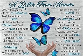 Licpact Metal Signs Plaques Wall Decor Hanging Art a Letter from Heaven Butterfly Posters Prints Art Sculpture Decorative for Home Bedroom 8 X 12 Inches