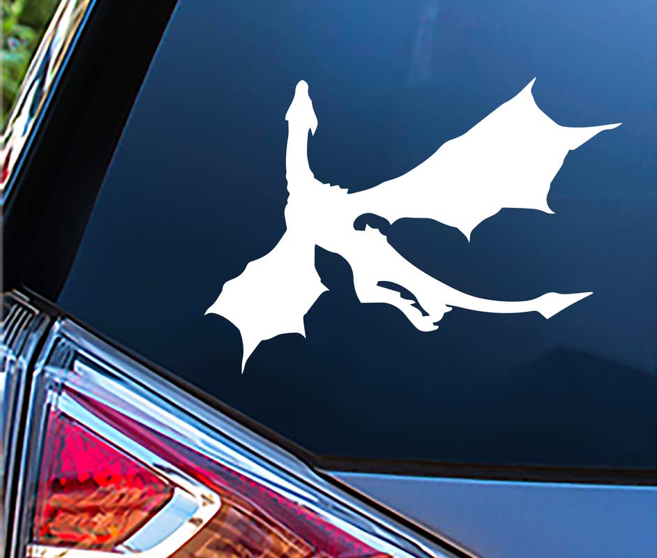 Sticky Bomb Dragon Flying Fire Game Vinyl Sticker Decal Vinyl Decal Sticker Premium Quality Vinyl White For Car Bumper Truck Van SUV Window Wall Boat Cup Tumblers Laptop or Any Smooth Surface Size 6x4