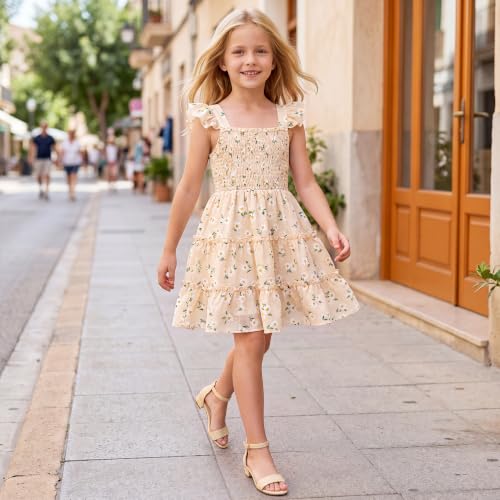 Image of Dufannie Girls Sandals Low Heels Dress Pump Ankle Strap Open Toe Flower Girl Wedding Party for Toddler Little Big Kid
