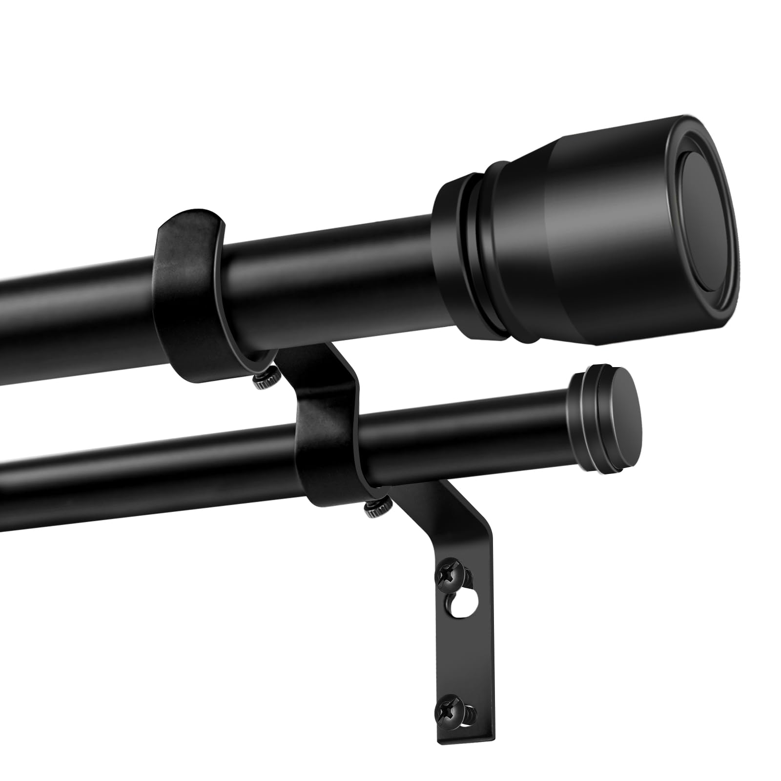 Photo 1 of Heavy Duty Double Curtain Rod 84-120 Inch Length, 1 Inch Adjustable Matte Black Double Curtain Rod with Brackets, Long Double Curtain Rod for Windows Sliding Door (Black, 32-120", 1 PCS)
