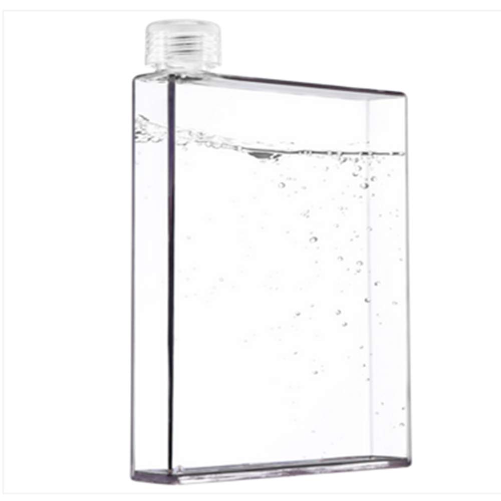 LANDENG 500Ml Paper Flat Water Bottle Plastic Memo Paper Water Cup Reusable with Cup Cover Portable Memo Bottle for School Office Activity Outdoor Gym Cycling