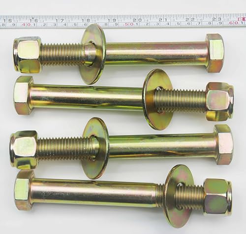Image of 7 /8 inch x 7 inch Hex Head Bolt by Color Galvanization with Nylon Lock nut and Large Size Washer Assortment Kit,Alloy Steel,Grade 8.(4pcs Pack),by Metalsuberg