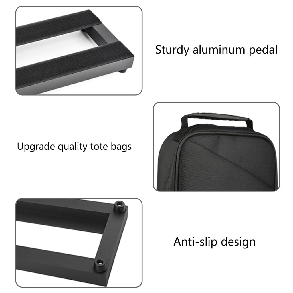 Supporto portatile per effetti a pedale per chitarra, di piccole dimensioni, con borsa per il trasporto e 2 rotoli di nastro