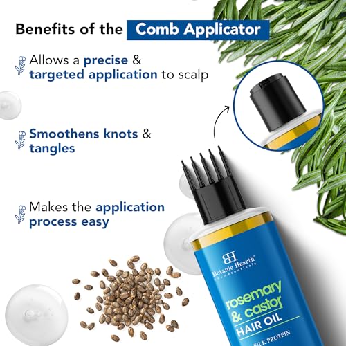 Image of Botanic Hearth 100% Pure Rosemary & Castor Oil for Hair Growth | Stimulates Growth, Boosts Thickness, and Nourishes Scalp | 150 ml