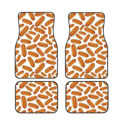 Alfombrillas para coche de perrito caliente, juego de 4 piezas antideslizantes de neopreno