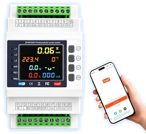 Image of XPR3SS 200Amp 3-Phase Bidirectional WiFi Energy Meter with App Monitoring, Adjustable Over Under Voltage & Current Surge Protection, DIN Rail kWh Power Meter for Solar, Industrial & Commercial Use