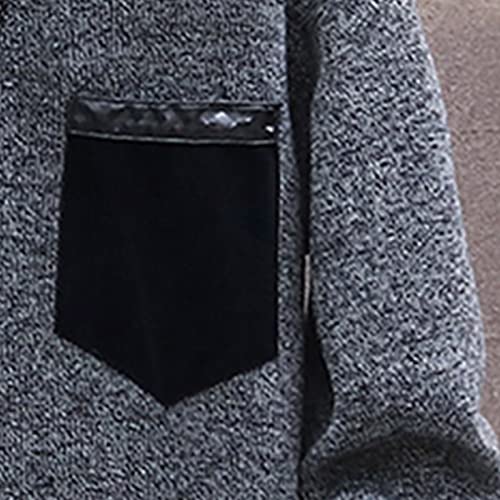 tuduoms Fashion Sweaters Men's Quarter Zip Casual Stand Collar Pullover Ribbed Cable Knit Jumper Tops Knitwear with Pocket4