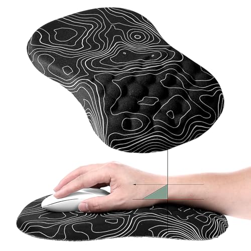 WLLHYF Ergonomic Mouse Pad Wrist, 2 in 1 Ergonomic Wrist Support with Massage Design Non-Slip Carpal Tunnel Pain Relief Wrist Rest Mousepad for Desk Computer Keyboard Set Wireless Mouse Pad