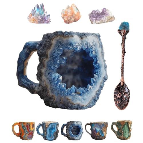 WonQcin New Elegant Multi Colored Geode Coffee Mug, Mineral Crystal Mugs Elegant Luxury Crystal Gift, Funny Mugs, I