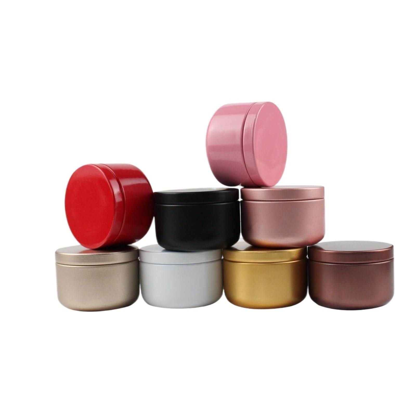 Xinglongs Candle Jars 45pcs Aluminum Candle Tin 50ml Round Candle Containers Cosmetic Jars Oil Cream Pot Empty Aromatherapy Metal Can(Random Color)