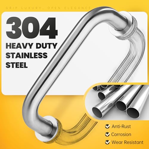 Kolet Shower Door Handle, 6 Inche Center to Center Glass Shower Door Handle, 304 Stainless Steel, Compatible with 1/4" to 1/2" Glass, Secure with Hidden Screw, Brushed Nickel by Kolet - Image 2