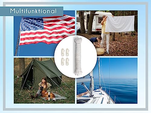 PHENO FLAGS 15m Fahnenseil für Fahnenmast mit Haken - hochwertiges Fahnenseil - 15 Meter langes Flaggenseil für den Outdoor-Einsatz – Bild 4