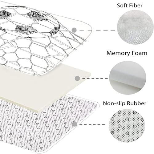 Badezimmerteppich Set Fußball handgezeichnet schwarz-weiß Badgarnitur 3 Teilig Mikrofaser Badematten Set rutschfest U FöRmige Duschvorleger Super weich, Schnell Trocknend WC-Garnitur Teppich – Bild 6