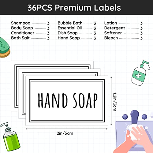 Image of Segbeauty Waterproof Labels for Bottles, 36PCS Laundry Labels Bathroom Labels for Organizing, Self-Adhesive Removable Cleaning Label Soap Stickers for Bathroom Kitchen Laundry House Organization