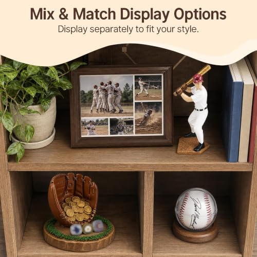 Image of Baseball Display Case Set with Swinging Player and Baseball Case