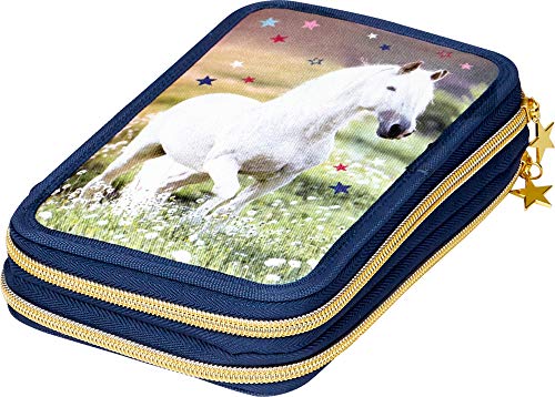 Preisvergleich Produktbild 2-Fach Federmäppchen Federtasche Pferd 20x7x12cm