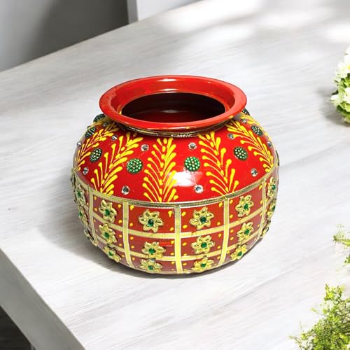 Best Janmashtami Decorations from Amazon India 82 Vardhman Yantra Decorative Red Stainless Steel Matki/Kalash | Han...
