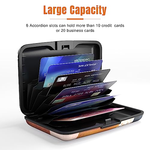 Image of Rimilak Aluminuml Credit Card Holder, Mini Credit Card Wallet RFID Blocking Slim Metal Hard Case for Women Men, Abstract Marble