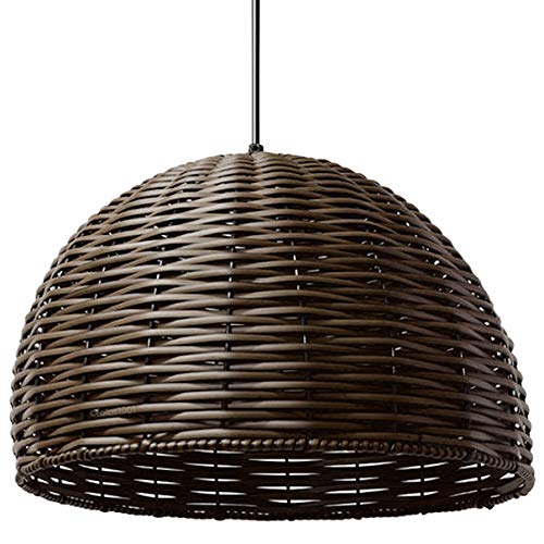 Pendente Junco Meia Esfera Tabaco Luminária 35Cm Lustre Sala