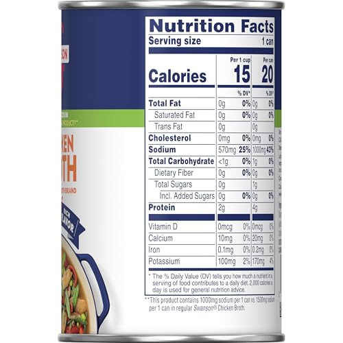 Image of Swanson 33% Less Sodium Chicken Broth, 14.5 oz Can (Pack of 4)