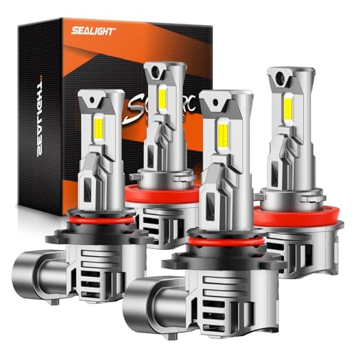 Image of SEALIGHT 9005 H11 LED Bulbs Combo, 80000LM 10X Super Bright 6500K White, HB3 H8 /H9 /H16 Fog Headlight, 1:1 Real Size Plug-N-Play Pack of 4