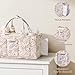 VKSAO Baby Essentials Diaper Caddy Organizer – Portable Storage Basket with Shoulder Strap & Stroller Hooks, Splashproof Quilted Nursery & Car Tote, Gift for Baby Shower, Beige Floral