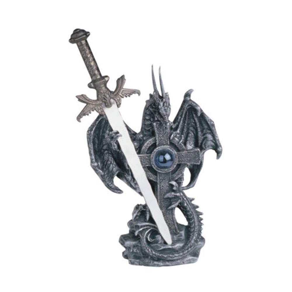 ドラゴン装飾付き剣フィギュア ドラゴンと龍の装飾 鍔20点セット