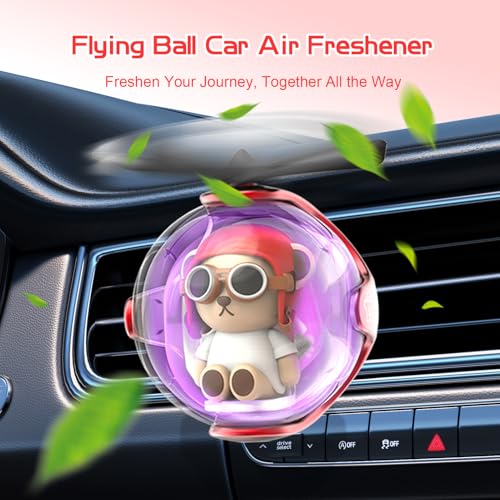 Image of Red Bear Car Air Freshener with 6-Color Auto Light Up & 4 Scented Pads - Light Fragrance, Decorative Auto Accessories,Cute Velentine's Day Small Gift