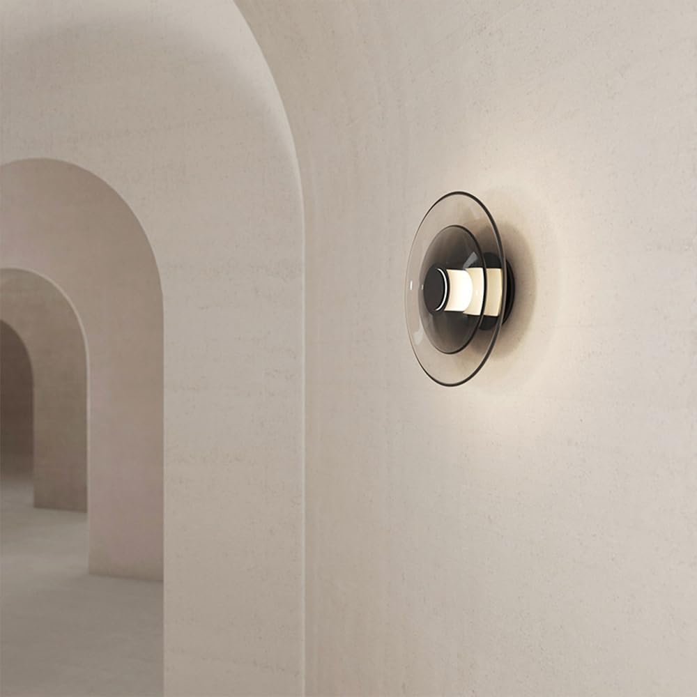 Nordic Modern Wall Lamp, 10W 3000K Szkło LED Kinkiet Do Wnętra, Artystyczna Lampa Dekoracyjna, Okrągła Oprawa Oświetlenia Ścienna Do Salonu, Kamery