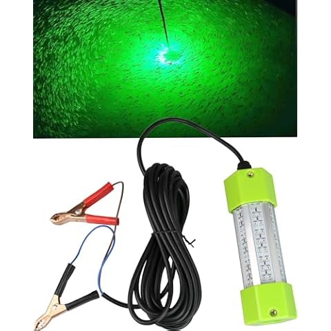 Lightingsky 12V 70W 7000 Lumens LED Submersible Fishing Light 6 Sides Underwater Fish Finder Lamp with 5m Cord (Green-70W) Cover