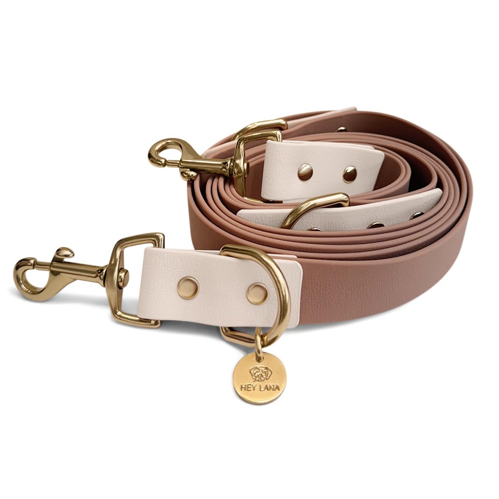 Guinzaglio per cani in Biothane, Made in Germany, 2 moschettoni e regolazione a 3 vie, guinzaglio da trazione, guinzaglio da corsa per cani accessori formazione (M-L, mocca/mousse)