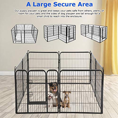 image for FDW Pet Playpen 8 Panel 40 inch Indoor & Outdoor Folding Metal Exercis
