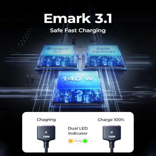 Image of MX 140W USB-C to Magnetic 3 Cable, Compatible with MacBook Pro 2021 M1 Pro & Max Chip 14 inch 16 inch, MacBook Air 2022 M2, MacBook Pro 2023 M2 Pro & Max Chip 14 inch 16 inch, Safe 3 Cable for MacBook - 6.6ft