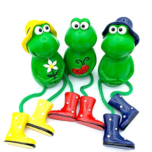 FONDUO Deko Garten Frosch Figuren, 3 Stück Gartendeko Statue, Tiere Ornament Gartenfigur Für Außen, Harz Statue Bauernhof Balkon Miniteich Teich Wohnzimmer Office Deko (B)