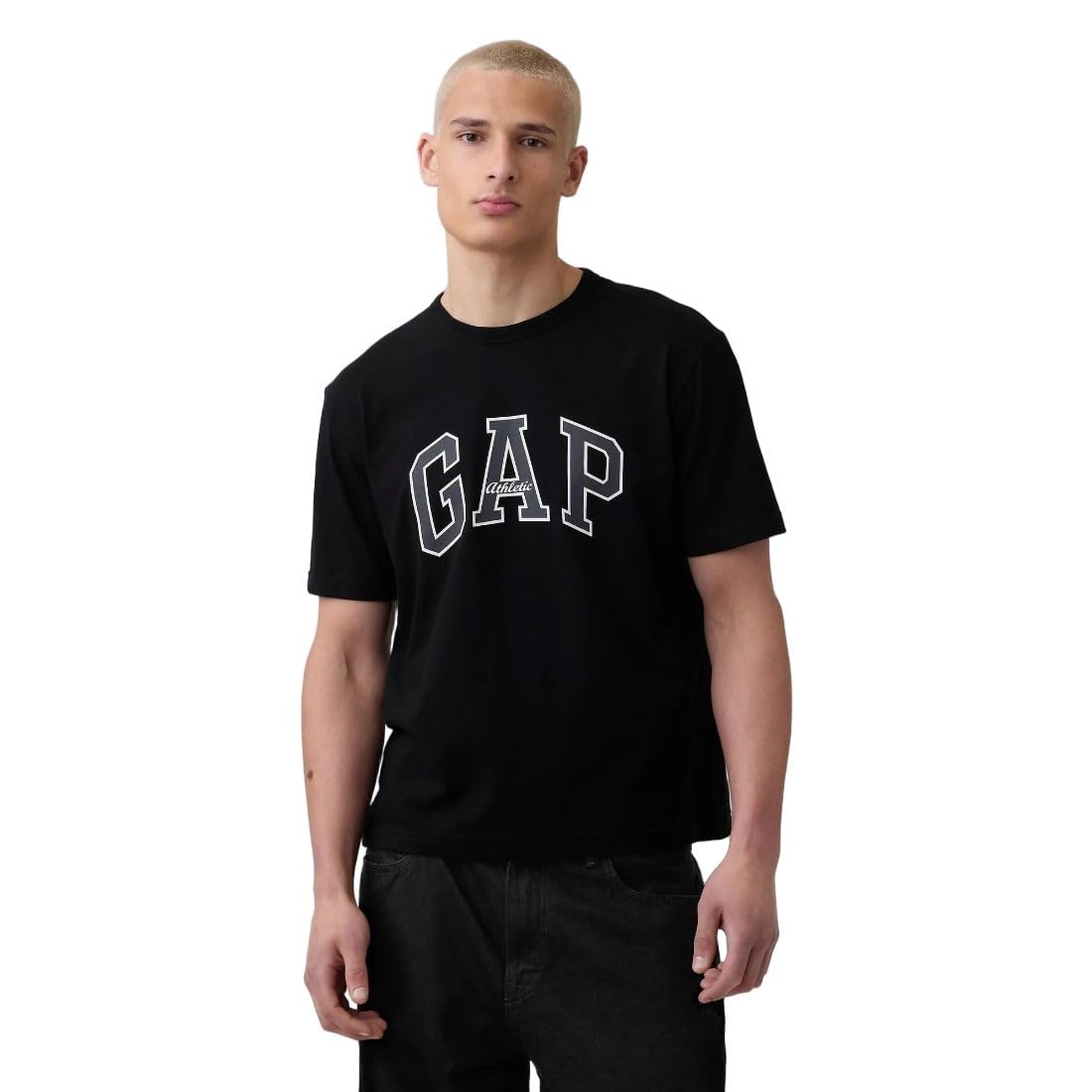 gap Men's Logo Print Regular Crew t-Shirt, Black, l-picture-43