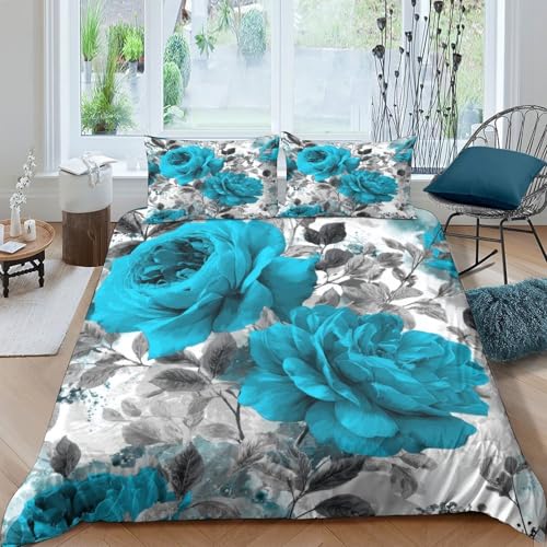 Housse de couette super douce finitions premium lit simple turquoise - 4