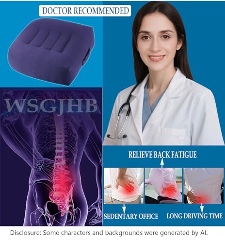 Image of WSGJHB Office Chair Cushion Pillow Adult Car Booster Seat Cushions | Seat Cushions for Short People Effectively Increase Field of View Lower Back Fatigue Relief, for Home Anti-Slip 18x18x4.7 inch