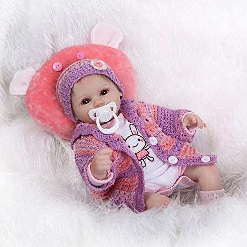 iCradle Reborn Baby-Puppen, 42 cm, weiches Silikon, realistisch, lebensecht, mit Magnetschnuller – Bild 3