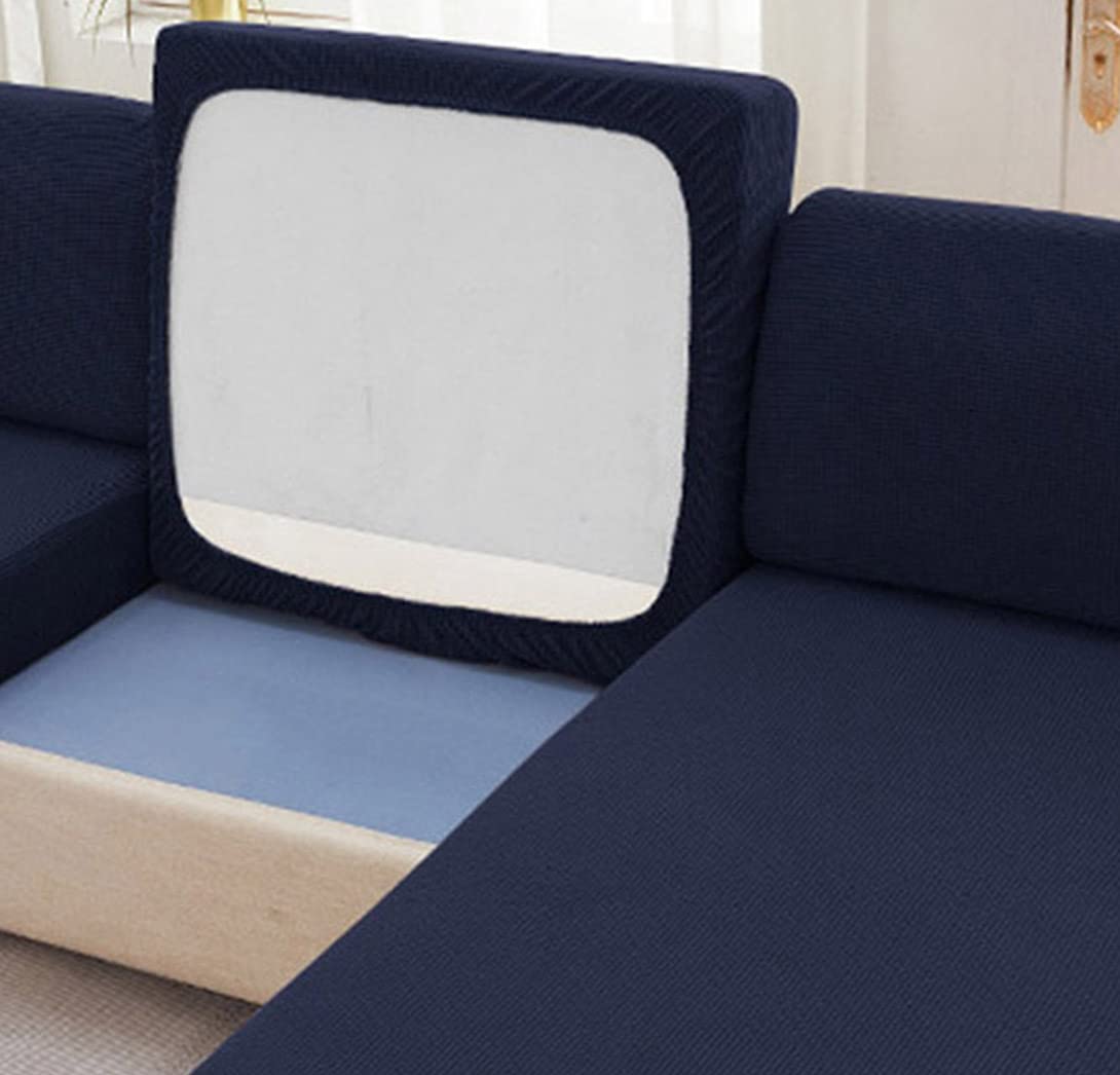 GGoty Sectional Couch Covers,High Stretch Sofa Cushion Covers,Elastic Sofa Seat Slipcovers Non-Slip Universal Furniture Protector Cover (2pcs-1 Seater,Navy)