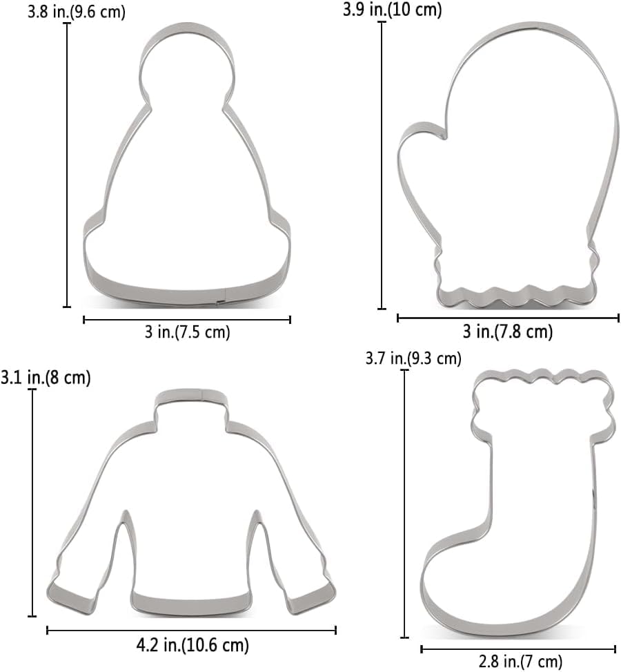 Miniatura 7 de LILIAO Juego de cortador de galletas navideñas de invierno, 4 piezas, suéter feo, medias, sombrero y manoplas
