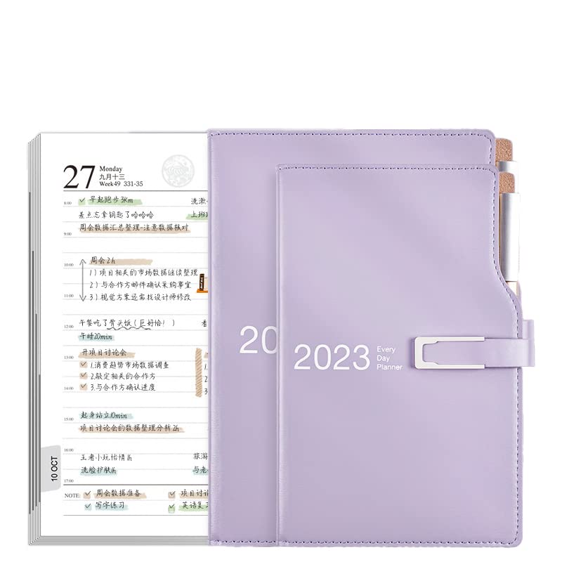 2023 Notebook Daily Schedual Planner, Waterproof Leather Calendar Journal, Daily Weekly Monthly Agenda Planner, Hardcover, Premium Paper,Perfect for Men Women School, Office & Home Use