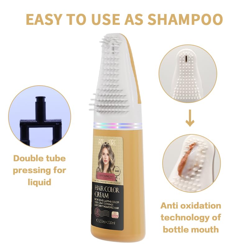 Miniatura 5 de Amorfire Tinte para el cabello rubio dorado, color permanente para el cabello, cobertura de 100 % canas, para mujeres, ingredientes naturales