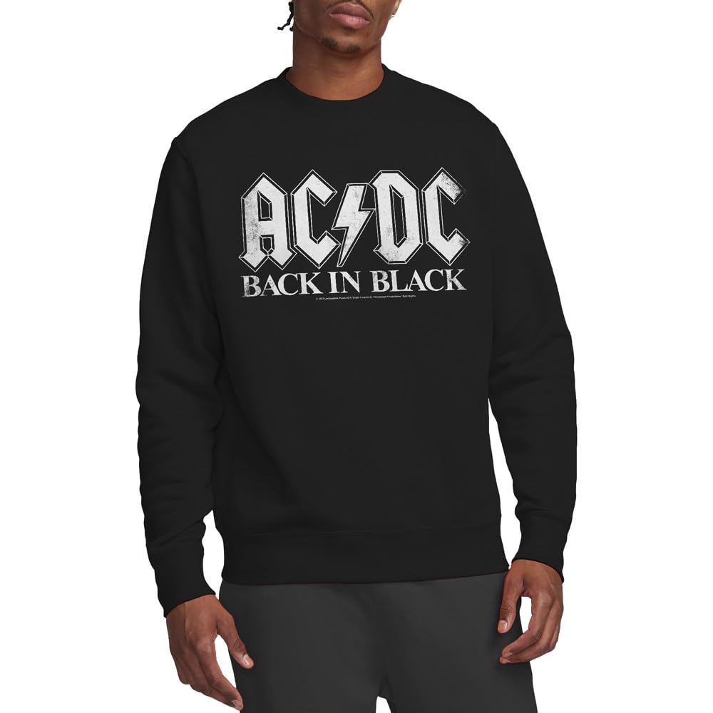 ACDC Back In Black Crew Sweatshirt, Black, XX-Large