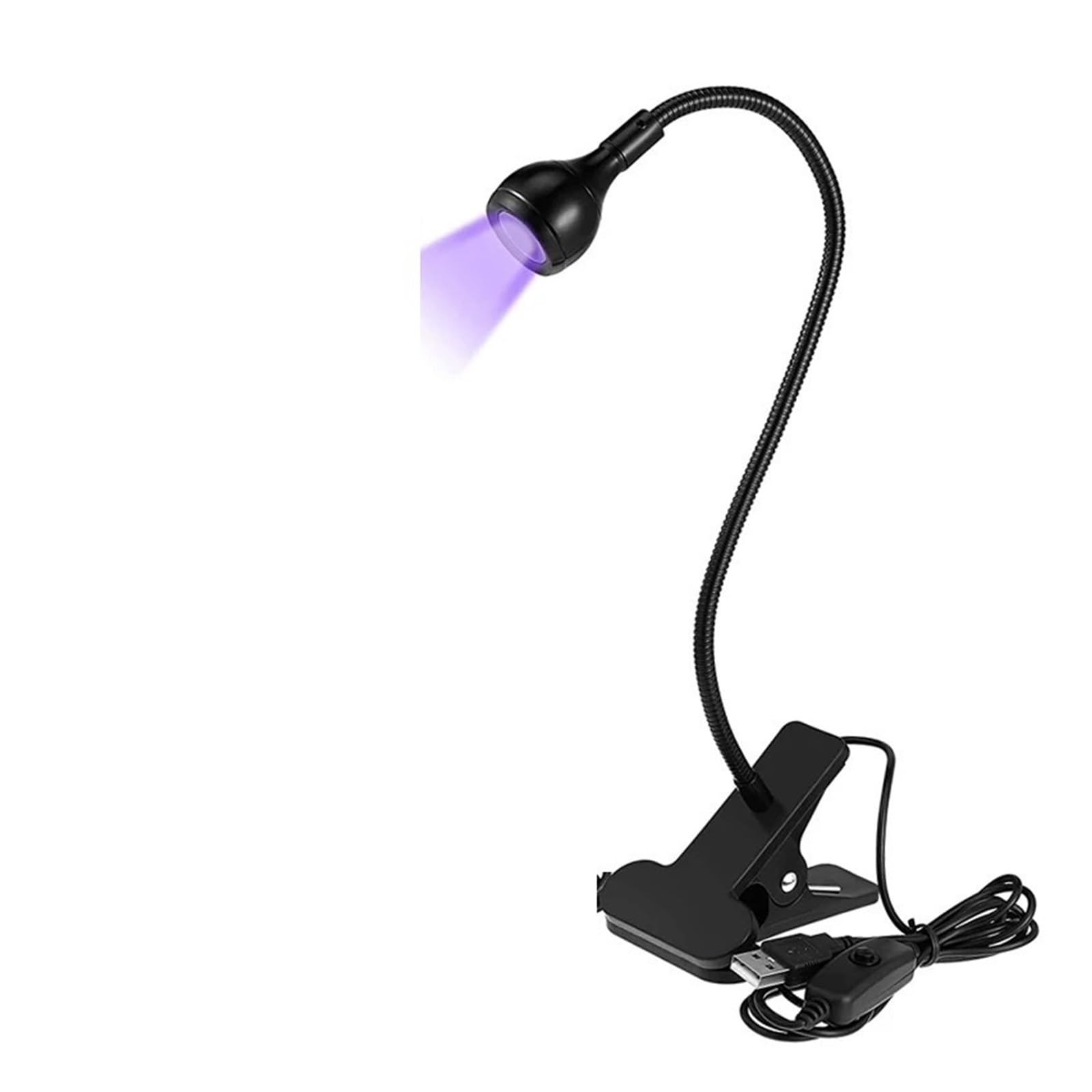 FAXIOAWA Lampada polimerizzante per Gel UV, Luce LED UV da 395 NM con Morsetto a Collo di Cigno USB 3W Luce Nera UV per polimerizzazione UV Blacklight Poster Gel per Unghie Vernice Fluorescente