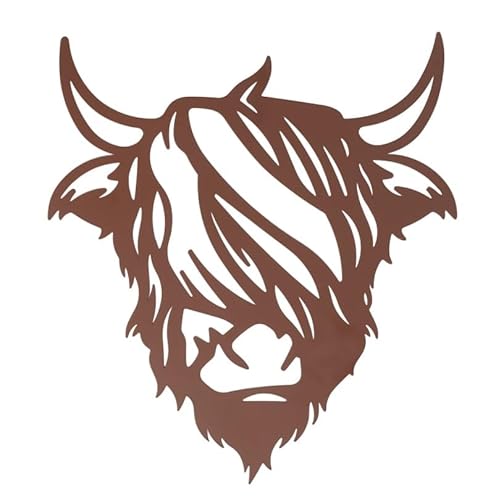 RiloStore Wanddekoration 60x50cm Highland Cattle Cow Büffel Kuh Schottland Rostbraun Deko b159 Wanddeko Bullenkopf Wandobjekt Skulptur Wandbild Dekobulle Metallkuh RiloStore Wanddekoration 60x50cm Highland Cattle Cow Büffel Kuh Schottland Rostbraun Deko b159 Wanddeko Bullenkopf Wandobjekt Skulptur Wandbild Dekobulle Metallkuh