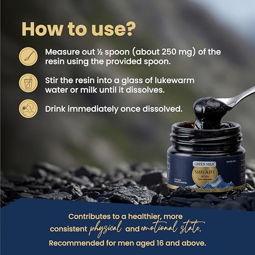 Image of Green Milk Shilajit Resin for Daily Vitality, Stamina & Men's Wellness Support | Purified Himalayan Shilajit with Natural Fulvic Acid | Ayurvedic Rejuvenation Resin | 20g