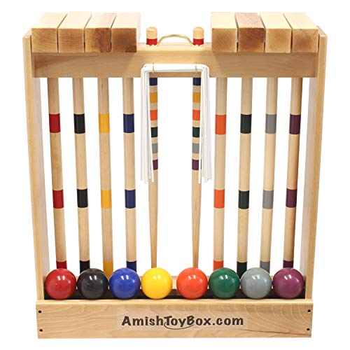 AmishToyBox.com Family Traditions 8-Player Croquet Set with Wooden Stand - Thumbnail 3